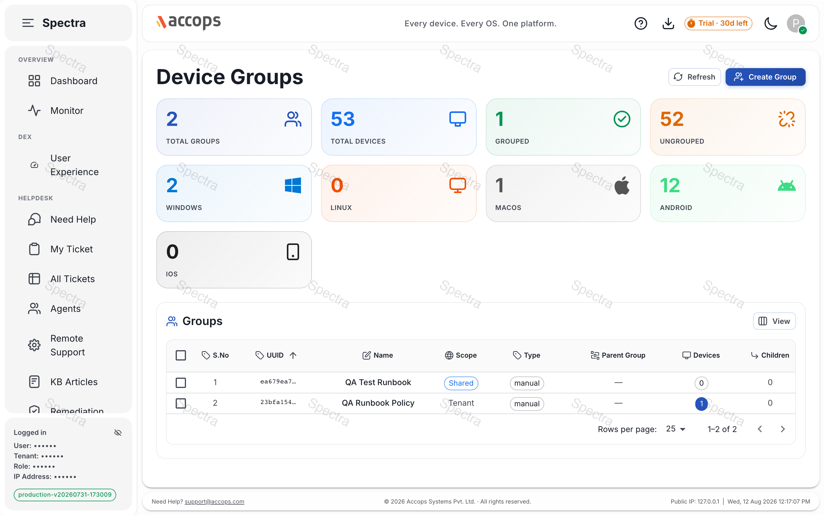 Groups — target tasks/policies/software at logical collections